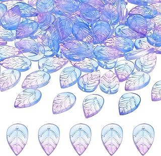 PATIKIL Leaf Beads, 100Pcs Crystal Leaf Beads Translucent Czech Glass Beads Spacer Bead for DIY Jewelry Making Bracelets Necklace, Gradient Blue Purple