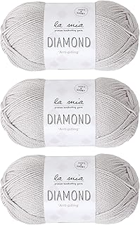 3 Skein La Mia Diamond إجمالي 100 جم لكل 100 جم) / 229yd (210 متر)، 70% أكريليك 30% ألياف دقيقة، متوسطة، نسيج ناعم للغاية، رمادي، مثالي لأميجورومي - L162