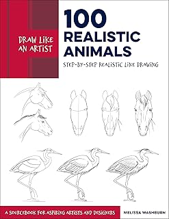 Draw like an artist: 100 realistic animals: step-by-step realistic line drawing **a sourcebook for aspiring artists and designers (volume 3)