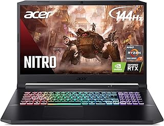 Acer Nitro 5 AN517-41-R0RZ كمبيوتر محمول للألعاب ، AMD Ryzen 7 5800H (8-Core) | NVIDIA GeForce RTX 3060 مُعالج رسومات للكمبيوتر المحمول | شاشة IPS مقاس 17.3 بوصة بدقة فائقة بالكامل تبلغ 144 هرتز | ذاك