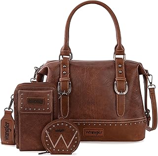 Wrangler 3Pcs Doctor Bag Sets for Women Top-handle Satchel Bag with Cell Phone Handbags and Coin Purse