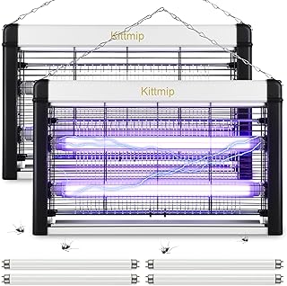 صاعق حشرات كهربائي، 20 واط 2800 فولت، مصائد حشرات ذباب قوية لطرد البعوض والبعوض بالاشعة فوق البنفسجية في المنزل، 4 مصابيح بديلة اضافية