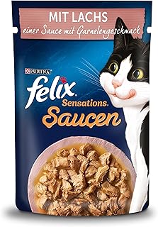 FELIX Sensations Sauces Cat Food Wet with Salmon in a Shrimp Flavoured Sauce, Pack of 26 (26 x 85 g)