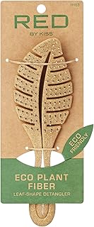 RED Vent Hair Brush, Eco-Plant Fiber Detangling Brush for Women and Men, Vented Hairbrush with Ball Tipped Bristles, Detangler for All Type Hair (Leaf-Shape)