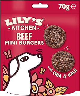 Lily's Kitchen Treats Made with Natural Ingredients - Pack for Adult Dogs The Very Best Mini Meat Burger Grain-Free Formula 8 x 70 g