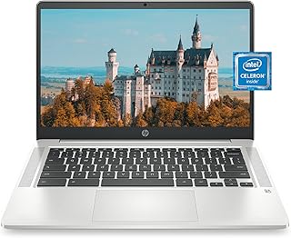 HP لابتوب كروم بوك 14 بمعالج انتل سيليرون N4020 وذاكرة RAM 4GB اي ام سي 32GB وشاشة انش HD مايكرو ايدج ونظام تشغيل ورسومات 4K وكيبورد باضاءة خلفية رمادي فاتح 14a-na0024nr 2021 فضي