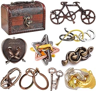 9Pcs Disentanglement Puzzles Metal Brain Teaser Puzzle Logic Metal Puzzle for Adult Lock Puzzles Gift for Adults Teenagers