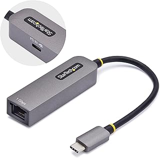 ستارتيك.كوم محول USB-C الى ايثرنت، 100 واط بي دي باس-ثرو، ان اي سي، USB 3.0 نوع سي 1 جيجابايت في الثانية، شبكة متعددة السرعات، ويندوز وماك