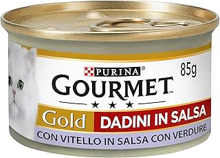 Gourmet Purina Gold Moisture Cat Cubes in Sauce with Calfskin Sauce with Vegetables - 24 Cans of 85 g per Pack (24 x 85 g)