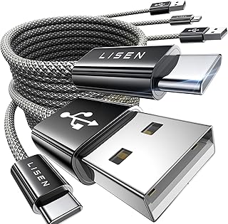 ليسين كيبل USB الى C لموبايل ايفون 16 عبوة من 3 قطع [3 قدم + 6 + 10 قدم] نوع A متوافق مع 15 برو ماكس وسامسونج جالكسي