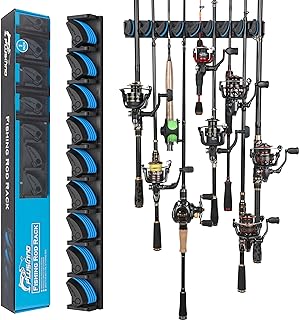 PLUSINNO V6 Vertical Upgrade Fishing Rod/Pole Holders, Support Extra Large & Heavy Fishing Rod and Reel Combos, Fishing Rod Holders for Garage, Wall Mounted Fishing Rod Rack Storage Organizer Safely