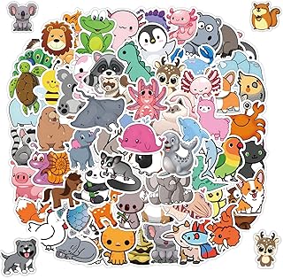 120PCS Cute Cartoon Animal Stickers - Kawaii Vinyl Decals for Water Bottles, Laptops, Journals, and More - Funny,Adorable Designs Featuring Cats,Dogs,Featuring Rabbits, Bears and Lions for Kids,Teens