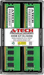 ايه-تيك مجموعة خادم 32GB (2 × 16GB) 2Rx8 PC4-19200 DDR4 2400MHz ECC غير مخزن مؤقت UDIMM 288 دبوس مزدوج التصنيف DIMM 1.2 فولت وحدات ذاكرة RAM ترقية عصا (ايه-تيك Enterprise Series)