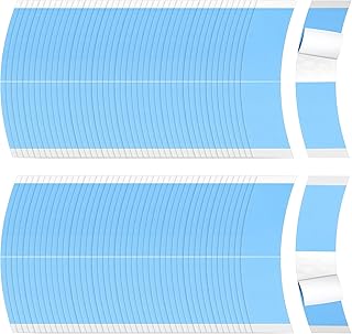 120 قطعة شريط شعر مستعار دانتيل امامي لاصق مزدوج الجوانب، شريط دانتيل مقاوم للماء على شكل حرف C، شريط شعر مستعار للشعر المستعار الطويل والقصير بدون شعر مستعار وقطع شعر مستعار ووصلات الشعر، ازرق