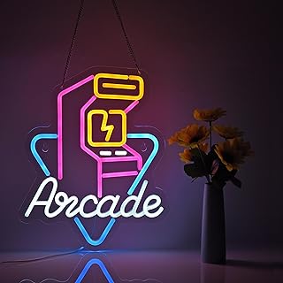 Hoyoelec Arcade Neon Sign for Wall Décor with Dimmable Switch LED Neon Signs Light