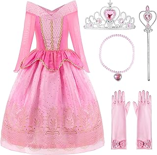 Girls' Princess Costume Children's Dress, Pink, with Accessories