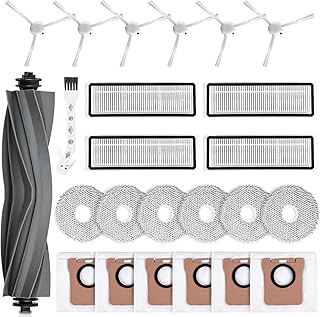 اندونجو مجموعة ملحقات بديلة لمكنسة دريم تيك L10s الترا / L10 الترا روبوت تتضمن فرشاة رئيسية و4 فلاتر هيبا و6 فرش جانبية و6 وسادات ممسحة وفرشاة تنظيف من 18 قطعة