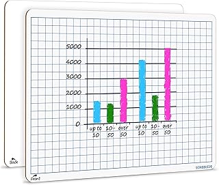 سكريبليدو سبورة بيضاء شبكية قابلة للمسح الجاف مقاس 9 انش × 12 انش، لوحة بيضاء مزدوجة الجوانب مع خطوط شبكية للاطفال والطلاب، لوحات لابتوب محمولة قابلة للمسح الجاف للمنزل والمدرسة والفصول الدراسية