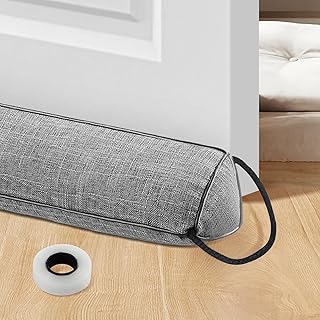 LADYSONS Draught Excluder for Doors, 92 cm Door Draught Excluder, Extra Heavy Door Air Stopper, Washable, Energy Saving, Draught Excluder Window with Self-Adhesive Tape, Grey