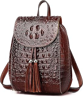 COOLCY Women Genuine Leather Backpack Purse Small Crocodile Designer Bag