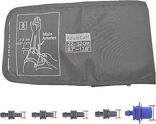 سوار معصم متوسط سهل اللف لضغط الدم للذراع الرفيع والصغير، متوافق مع اومرون 8.7 ~ 12.6 انش (22~32) سم، سوار معصم بديل للبالغين فقط - 5 موصلات (متوسط + 5 موصلات) من سي اس واي ال ام دي