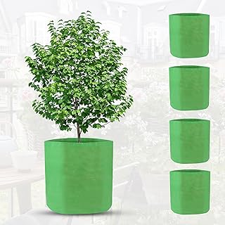 GLUN® Plant Grow Bags, Pack of 5 Plant Bags Terrace Gardening, Indoor Planting and Balcony Gardening for Growing Plants, Herbs and Shrubs 12x12 Inch Green Colour