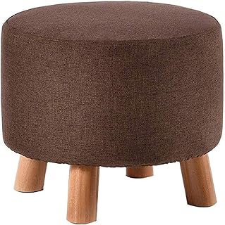 Footstool Foot Stool Dressing Table Footrest Footstool,Creative Solid Wood Stool Fabric Sofa Stool Home Living Room Change Shoes Stool Short Coffee Table Stool 42×28cm Seat Storage Foot,Brown