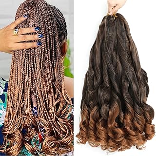 French Curl Braiding Hair 22 Inch 8 Packs Curly Braiding Hair Pre Stretched French Braiding Hair French Curl Crochet Braids Curl Braiding hair extensions for braiding (1B/30, 22 Inch (Pack of 8))