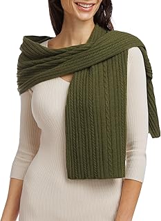 Fishers Finery Women's Cozy Cashmere Cable Knitted Winter Scarf | Black Label Box