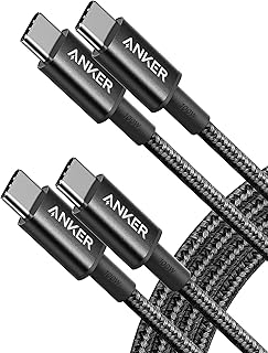 انكر كيبل USB C الى 6 قدم عبوتان سلك شاحن نوع 100 واط للشحن السريع لسلسلة ايفون 16 ماك بوك برو 2020 بكسل والمزيد 2.0 اسود