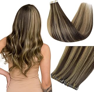 Full Shine Injected Tape In Hair Extensions 5Pcs Machine Virgin Tape In Extensions Color Bm Brown Seamless Invisible Hair Extensions Tape In 14" Injection Tape Ins Extension