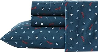 Nautica Kids - Full Sheet Set, Super Soft & Cozy Bedding with Matching Sham(s), Oeko-Tex Certified (Jonesy Navy, Full)