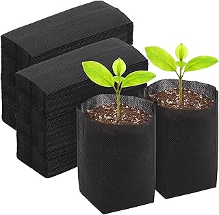 GREANER 200 PCS Biodegradable Grow Bags, Non-Woven Fabric Growing Pouches, Plant Nursery Bags for Planting, Grow Bags for Seed Starting, Soil Transplant, Home Garden Supply(5.5x5.7in)