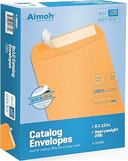 100 9x12 Self-Seal Catalog Envelopes - 12.7 kg Golden Kraft stock, Ultra Strong Quick-Seal Chiusura - Size 9 x 12 - per casa, ufficio e industriali, 100 per box (38300)