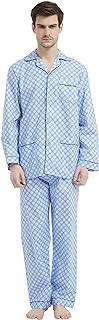 Men's 2-Piece Cotton Pyjama Set, Sleepwear, Leisure Suit, Long Sleeve Top with Pockets, Pyjama Bottoms with Drawstring