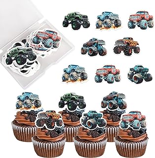 Rsstarxi 60 Pack Edible Truck Car Cupcake Toppers Rice Paper Jeep off-road Vehicle Racing Theme Cupcake Picks Decoration for Car Theme Baby Shower Wedding Birthday Party Cake Decorations