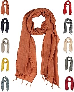 THE ART BOX 100% Cotton Solid Women's Fashion Scarf Pashmina Shawl Wrap Long Lightweight Scarves For Men & Women