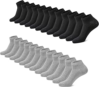 Trainer Socks Men & Women Organic Cotton 12 Pairs Trainer Socks Short Socks Sports Socks Half Socks Unisex Black White Grey