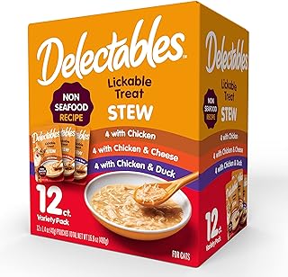 Hartz Delectables Non-Seafood Stew Lickable We Cat Treats for Adults & Senior Cats, Variety, 12 Count