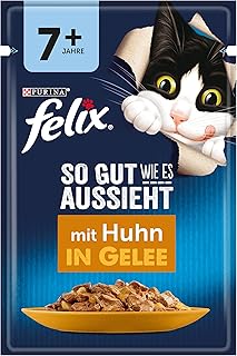 FELIX As Good as It Looks Senior Cat Food Wet in Jelly, with Chicken, Pack of 26 (26 x 85 g)