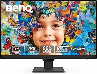 بينكيو شاشة GW2790 27 انش 1080 بكسل FHD IPS 100 هرتز 99%sRGB Eye careU HDMI مزدوج منفذ عرض بدون حواف مكبرات صوت قابلة للتركيب على الحائط 1920 x أسود