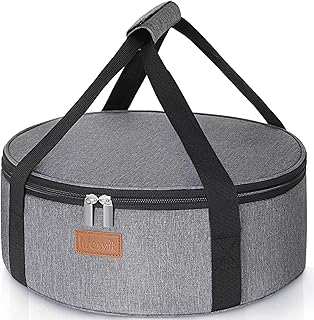 Lifewit Round Insulated Casserole Carrier for Hot and Cold Food, Pie Carrier Bag, Cake Carrier Casserole Dish Carrying Case for Potluck Parties Picnic, Fits 12.5" Baking Dish, Grey