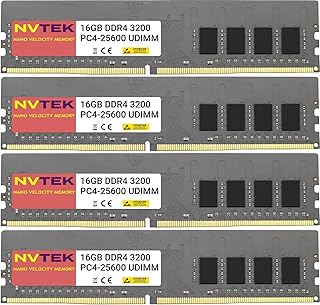 ان في تيك كمبيوتر مكتبي 64 جيجابايت (4×16 جيجابايت) DDR4-3200 PC4-25600 غير ECC UDIMM بواسطة ترقية الذاكرة، سعة 64.0 GB