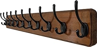 WEBI Coat Rack مثبت على الحائط ، 10 خطافات ، 38 9-16 '' خطافات طويلة للمعاطف مثبتة على الحائط ريفي ، 16 بوصة إلى حفرة ، جدار شماعة معطف خشبي ، خطافات حامل خطاف لتعليق المعاطف ، السترة ، الملابس ، القب