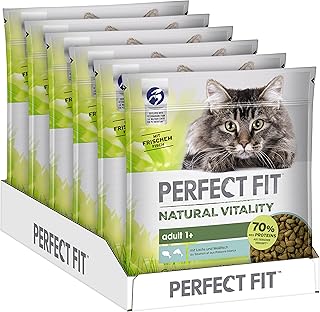 PERFECT FIT Natural Vitality Cat Food Dry Food Adult 1+ Salmon and White Fish 6 x 650 g