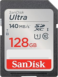 بطاقة ذاكرة SD الترا اس دي اكس سي UHS-I من سانديسك سعة 128GB وسرعة 140 ميجابايت/ثانية، فئة 10، U1، لفيديوهات FHD - موديل SDSDUNB-128G-GN6IN