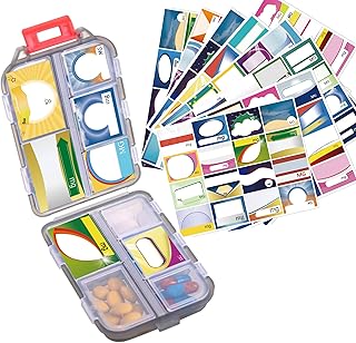 Zuihug 1Pack Travel Pill Organizer - 10 Compartments Pill Case, Compact and Portable Pill Box, Perfect for On-The-Go Storage, Pill Holder for Purse (Gray with 156 Stickers)