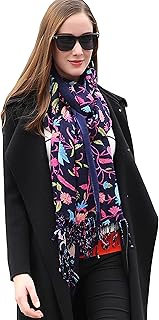 DANA XU 100% Pure Merino Wool Extra Large Pashmina Cashmere Scarf Shawl And Wrap For Women Winter Oversized Floral Blanket