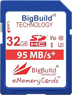 بطاقة ذاكرة 32GB UHS-I U3 95 ميجابايت/ثانية من بيج بيلد تكنولوجي لسلسلة كانون اكسوس، بما في ذلك 160/162/165/170/175/177/180/185/190/285 اتش اس والمزيد من الكاميرات