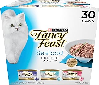 Purina Fancy Feast Gravy Wet Cat Food Variety Pack, Seafood Grilled Collection - (30) 3 oz. Cans